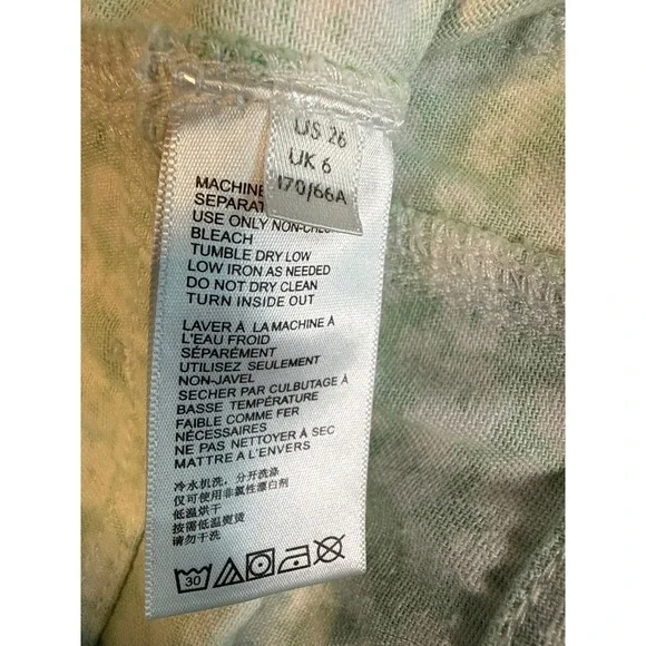 BDG Urban Outfitters Green White Daisy Floral Wide Leg Pants High Rise Button 26 - Picture 13 of 13